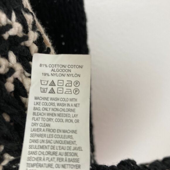 Lucky Brand Women's Long Open Front Cardigan Sweater Size M Black Tan - Picture 5 of 7